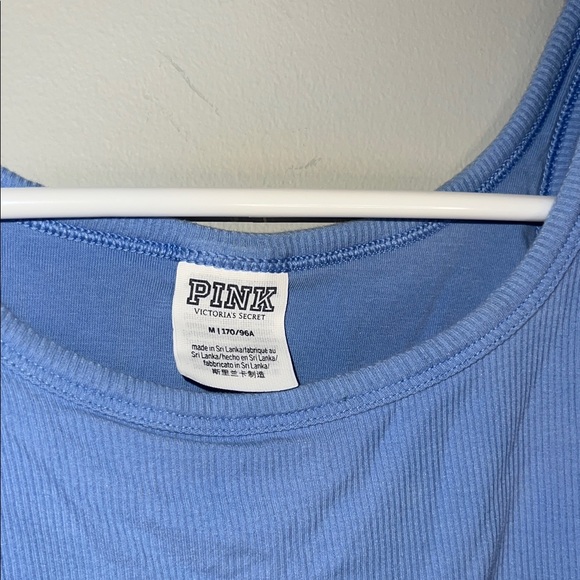 PINK Victoria's Secret Light Blue Butterfly Ribbed Crop Tank - Picture 2 of 4